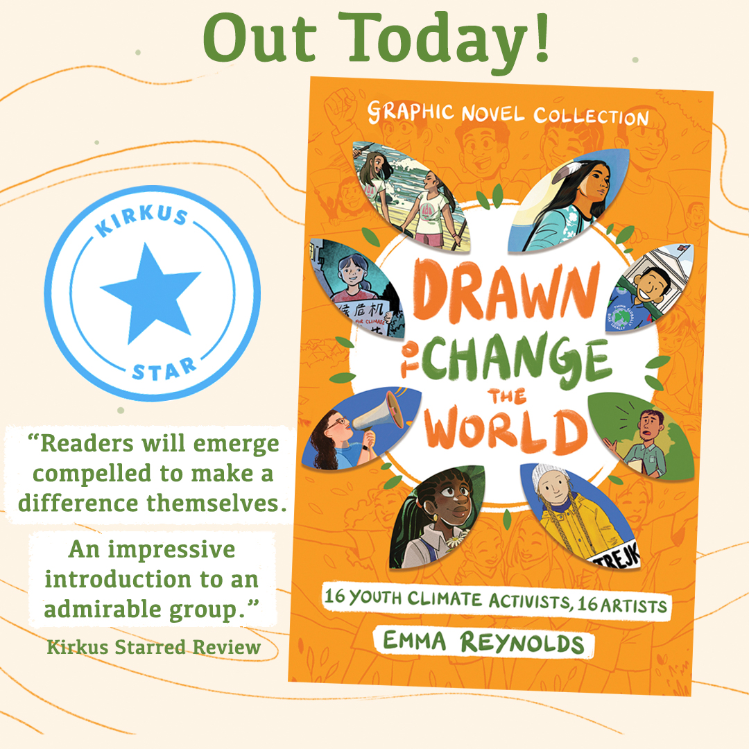 🧡🌿Our Book #DrawnToChangeTheWorld is out Today! 🌿🧡 3 years of work, 16 incredible artists & activists, amazing @HarperChildrens team 😭 The need to centre Indigenous solutions, intersectional climate justice,& how art can manifest a transformed future🧡 I'm so proud of us!
