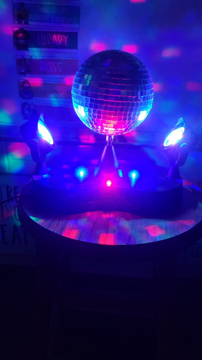 MsGinaBlessing's tweet photo. Learning about lights and mirrors is a good excuse to bring in a disco light. https://t.co/qsdq27qJNM