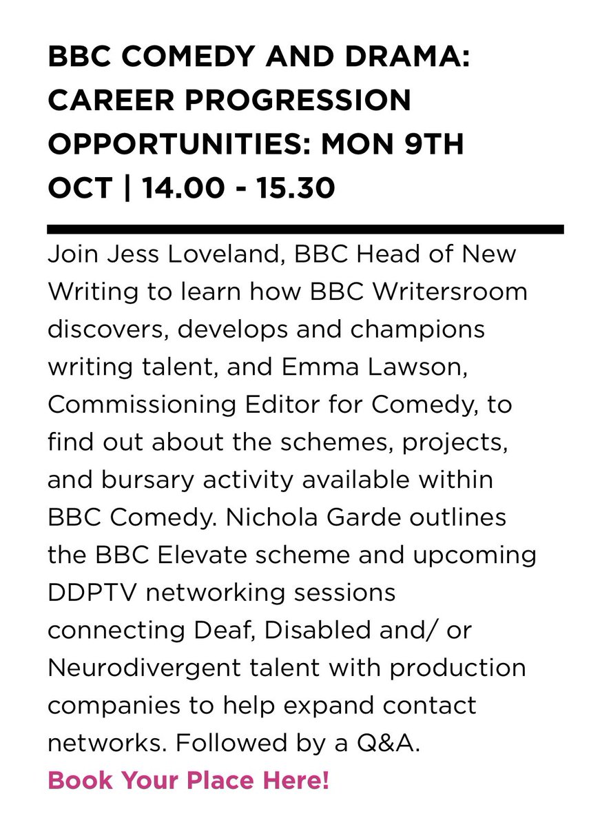 And for those of you who are interested in BBC comedy & scripted progression opps, the registration link is here ➡️➡️ eventbrite.co.uk/e/4skills-bbc-…