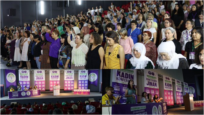 Em Konferansa jinan a @HDPkadin û <a href="/yesilsolkadin/">Yeşil Sol Parti Kadın Meclisi</a> ku di dîroka 8-9ê Îlonê ya bi şîara “Bi Serhildan û Rêxistinê Em Azadiya Xwe Diparêzin” li Enqereyê bi awayeke serkeftî pêk hatî û gihiştî birayarên xûrt silav dikin û em ji kar û xebatên wan ên serdema nû re serkeftinê dixwazin.