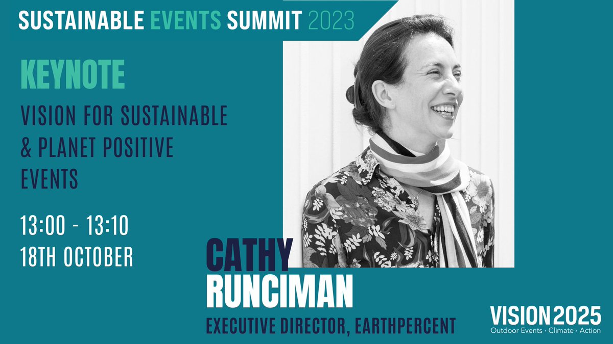 EarthPercent's Cathy Runciman opens @eventvision2025's Sustainable Event Summit #SES23 with a keynote vision for sustainable and planet positive events, 18th October at @theshowmansshow. 

💚 Find out more about the programme + register your free place bit.ly/SES2023News