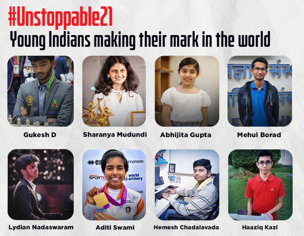 Honored to be a part of <a href="/timesofindia/">The Times Of India</a>  #Unstoppable21 list among India's inspiring youth. A big thank you to the eminent jury and everyone who's been part of my journey. Here's to all 512 million young Indians making waves! 🙌