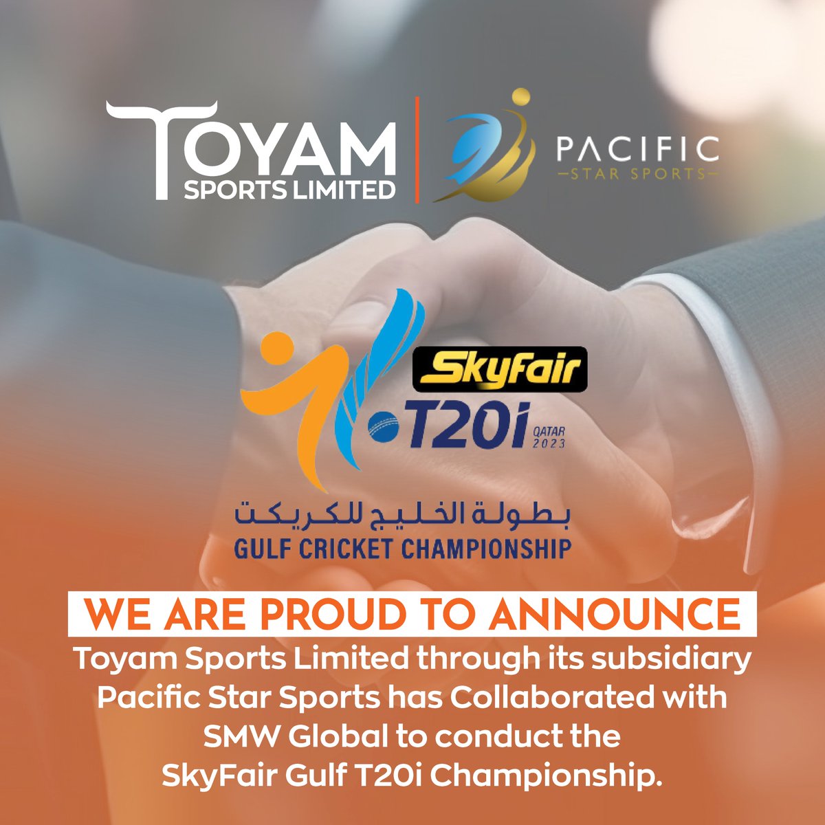We are proud to announce #ToyamSportsLimited through its subsidiary #PacificStarSports has collaborated with SMW Global to conduct the SkyFair Gulf T20i Championship. bseindia.com/xml-data/corpf…