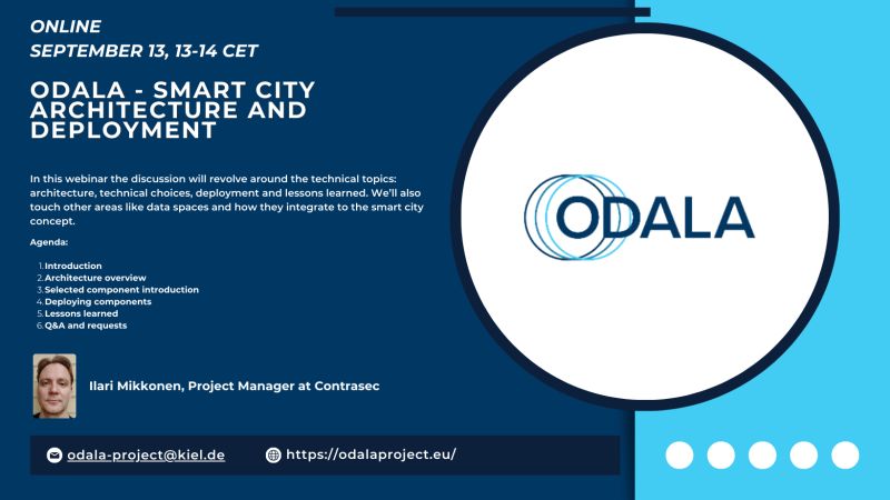 oascities's tweet photo. 📣 @odala_eu is hosting a webinar on Smart City Architecture and Deployment tomorrow at 13 CET.

🏙️Join the webinar and discussion to learn more about smart city architecture, technical choices, deployment and lessons learned from the project.

➡️https://t.co/phCsAFL8dn https://t.co/BwymhQ6FOc