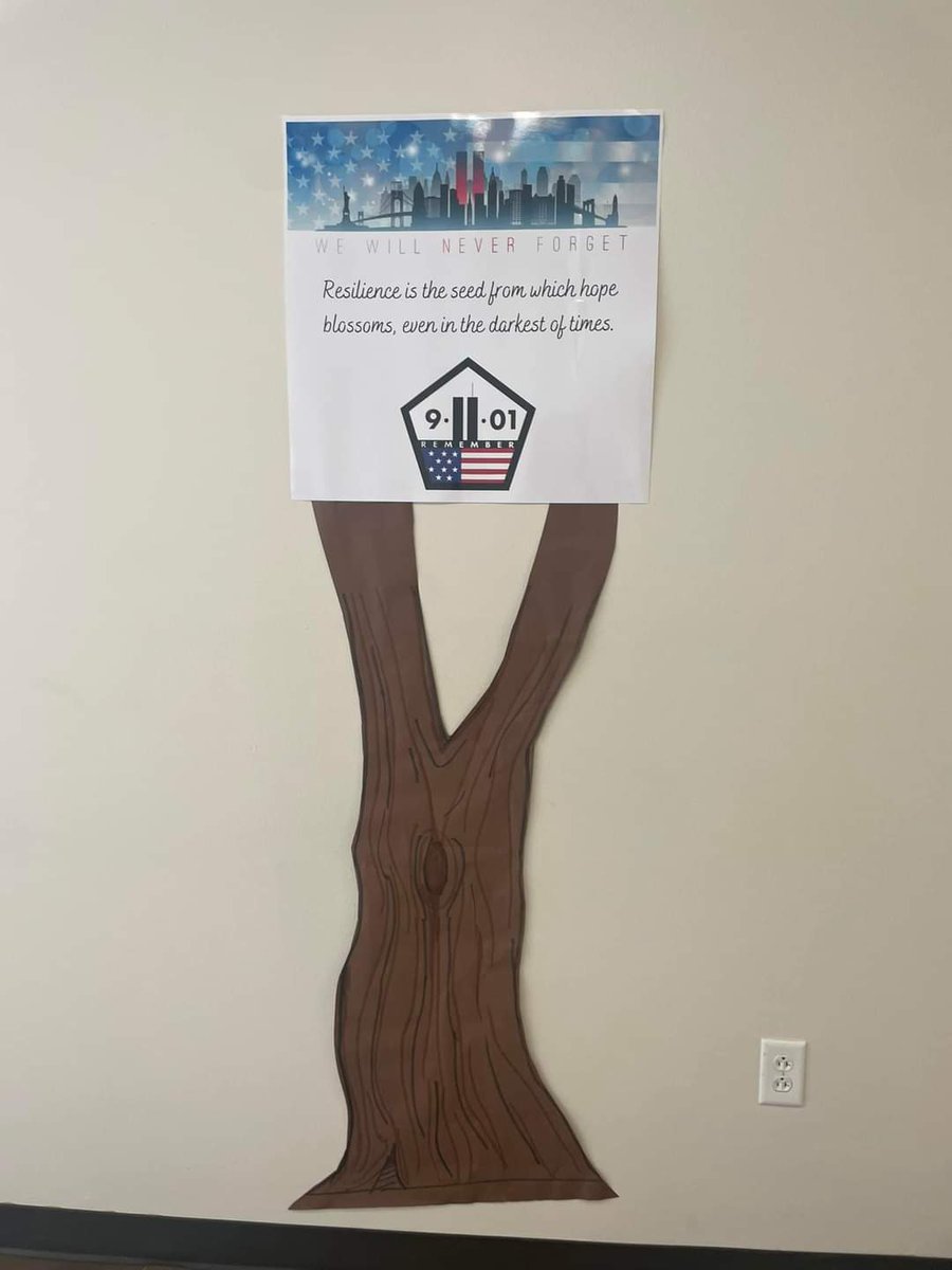 TruettWilsonMS's tweet photo. In remembrance of 9/11, students watched a short video called The Survivor Tree.  Our students are creating leaves for our resilient tree with words and images of hope and resilience. #WeRemember #WmsToTheMax #TWWildcats 💜🐾 https://t.co/DzyDPVYcEE