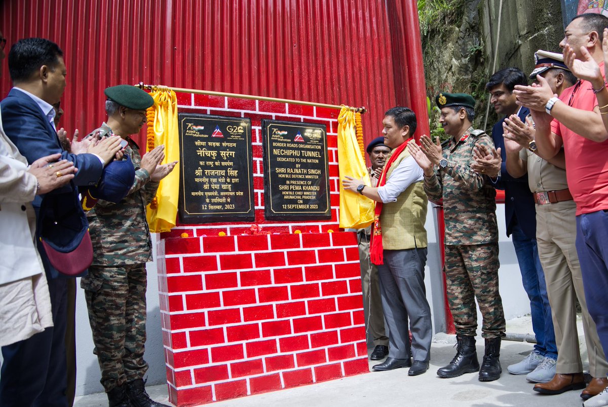 Inauguration of Nechiphu tunnel on Balipara-Charduar-Tawang road in West Kameng by Hon Defence Min Shri <a href="/rajnathsingh/">Rajnath Singh</a> Ji further strengthens our border infrastructure. The tunnel will facilitate swift movement of troops and civilians.

1/2