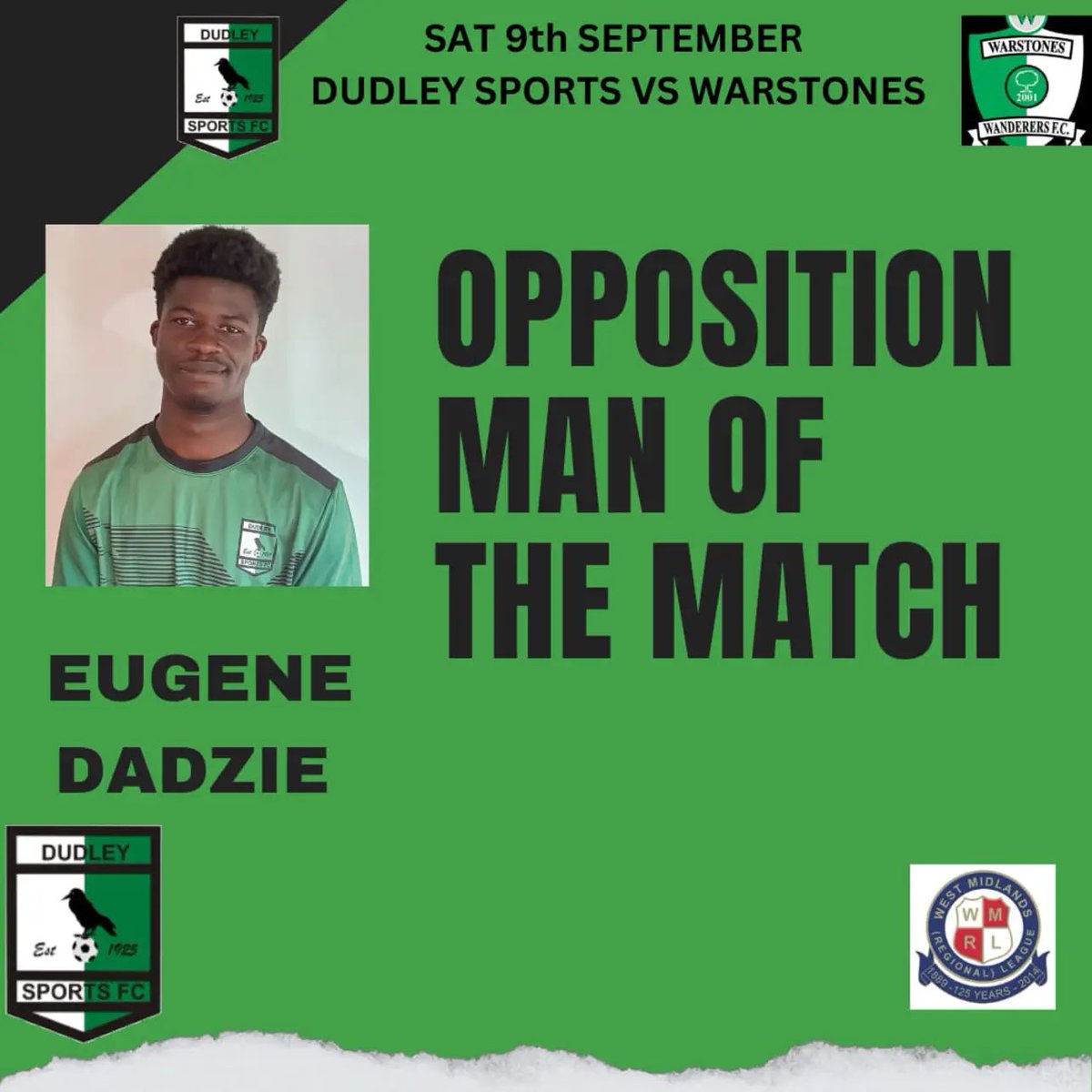 Well done Eugene on getting man of the match on Saturday well deserved @DudleySportsFC 
Sports Ay We 💚🖤
