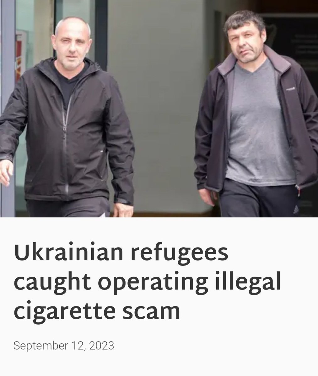 Shouldn't they be at home fighting for their country?

They were caught with more than 8,000 illegal cigarettes and 5,395 in cash.

Instead of continuing to have free housing and full welfare payments they should be sent back to Ukraine.

#IrelandIsFull