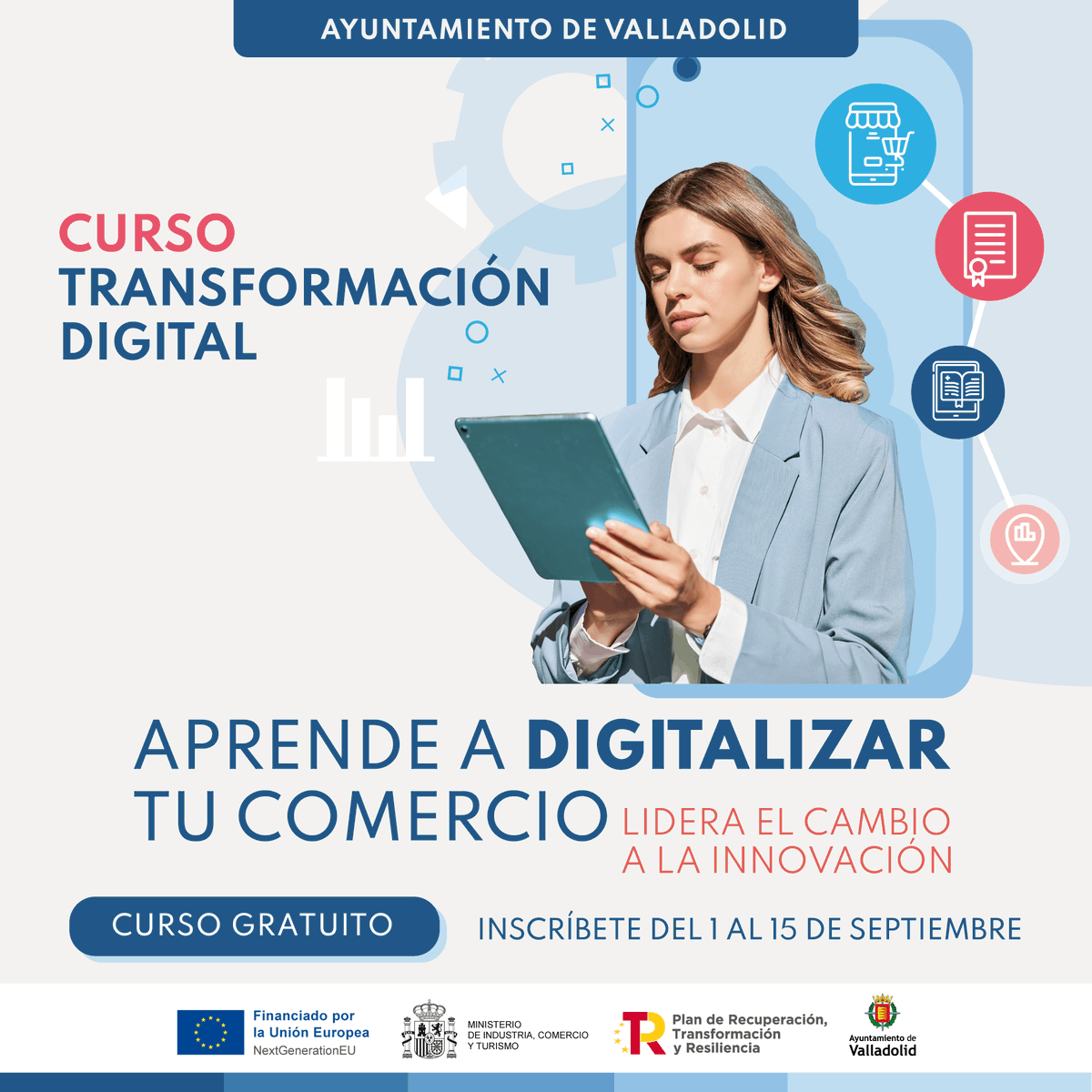 DicampusForm's tweet photo. ¿Pensando en digitalizar tu negocio? ¿Necesitas una web propia? ¿Redes sociales? ¡Últimos días para solicitar tu plaza en el Programa gratuito de transformación digital del comercio local en #Valladolid! 

Más info: 
📩valladolid@dicampus.es
📞+34 722 536 466

@AyuntamientoVLL https://t.co/MrBvUluFEv