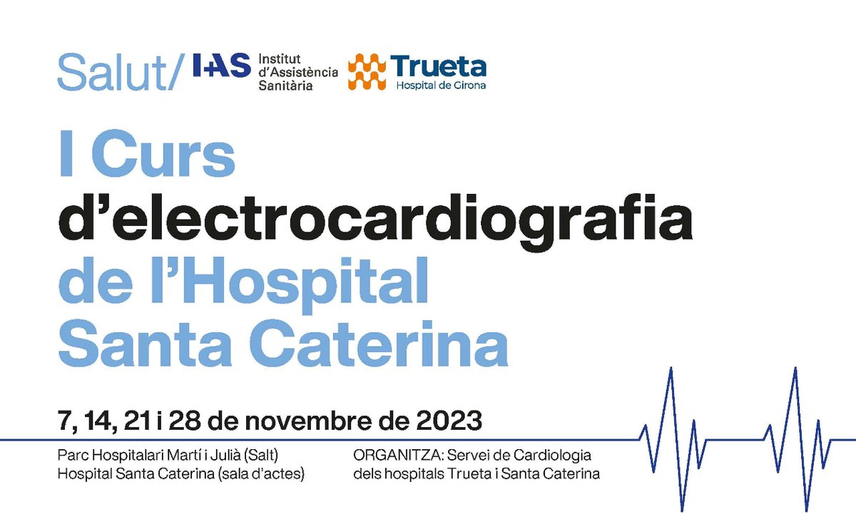 🫀 Obertes les inscripcions al I Curs d'electrocardiologia de l'#hSantaCaterina, impartit pel cap clínic de #Cardiologia del centre Dr. Marco Paz.

👉L'objectiu és aprofundir en la identificació de les principals anomalies electrocardiogràfiques.

ℹ️  tuit.cat/8eClP