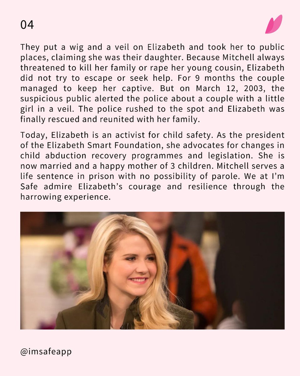 Fear and blackmail were Mitchell’s weapons to keep Elizabeth captive. It is the weapon abusers, harassers, and abductors still use against their victims. 

#elizabethsmart #survivor #kidnapped #childabuse #socialactivist
