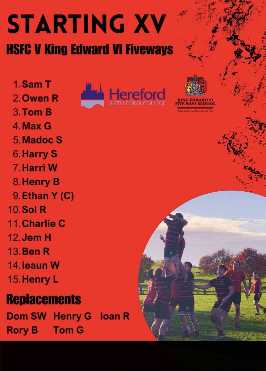 HRA squad for round 1 of the <a href="/SchoolsCup/">Continental Tyres Schools Cup</a>