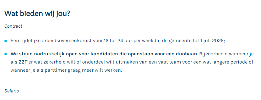 Gemeente  Lingewaard doet het gewoon! Een combinatiebaan in de werving. Ze staan expliciet open voor iemand die deze functie tweebaans wil invullen. Succes! <a href="/LingewaardGem/">Gemeente Lingewaard</a>