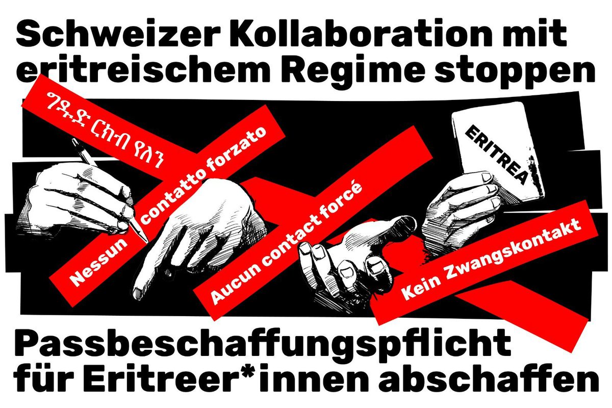 Migrant Solidarity Network (@networkmigrant) on Twitter photo Spionage beim @SEM und Propaganda in #Opfikon zeigen: Der lange Arm des eritreischen Regimes reicht bis in die Schweiz. Mit einer Petition fordern <a href="/EMBSchweiz/">Eritreischer Medienbund Schweiz (EMBS)</a> und <a href="/NetworkMigrant/">Migrant Solidarity Network</a> deshalb, die #Passbeschaffungspflicht für Eritreer*innen abzuschaffen.
act.campax.org/petitions/unzu… Spionage beim @SEM und Propaganda in #Opfikon zeigen: Der lange Arm des eritreischen Regimes reicht bis in die Schweiz. Mit einer Petition fordern <a href="/EMBSchweiz/">Eritreischer Medienbund Schweiz (EMBS)</a> und <a href="/NetworkMigrant/">Migrant Solidarity Network</a> deshalb, die #Passbeschaffungspflicht für Eritreer*innen abzuschaffen.
act.campax.org/petitions/unzu…