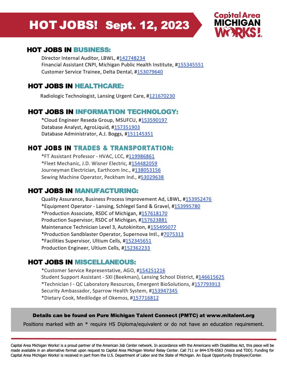 camwjobs's tweet image. Searching for a new job can be stressful, but our Weekly Hot Jobs Report will help you find your next opportunity. Start by taking a look at this week's available jobs! #MiJobs bit.ly/3oTtgO4