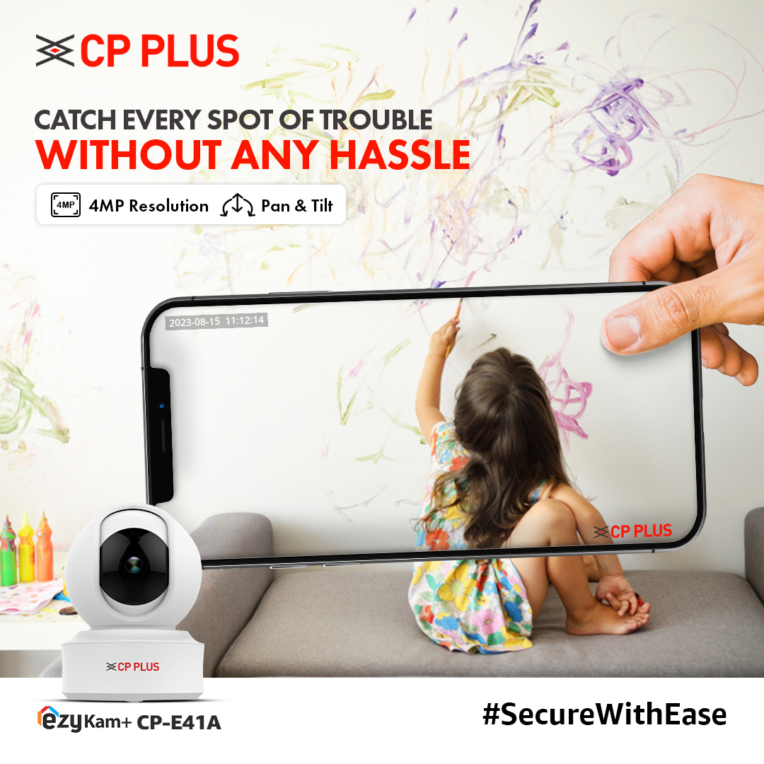 cpplusglobal's tweet photo. While your kids paint the walls of your home every color of the rainbow, make sure you also donβt miss out a single spot of their mischief with our Pan & Tilt function of our EzyKam+ CP-E41A indoor wifi camera.π¨ποΈ
#SecureWithEase #CPPlus #SmartSecuritySolutions #SmarSecurity https://t.co/WEr3idEv85