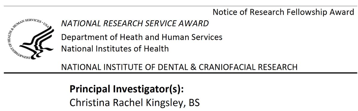 Congratulations are in order for the DMD/PhD student in the lab Christina Kingsley <a href="/toothscience/">Christina Kingsley</a> for obtaining her F30 NOA! WELL DONE Christina!!!