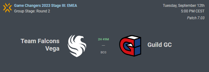 Xalinnne's tweet photo. DAY 2 of #GameChangersEMEA 🆚 @FalconsEsport 
🙌

5:00pm CEST #GuildGang #GuildWin https://t.co/63YwqNvn3X