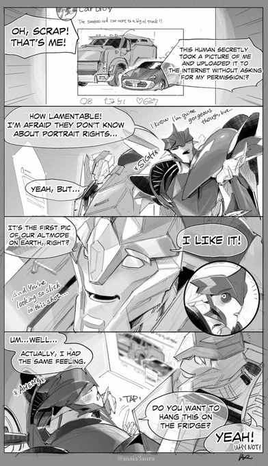 The backstory of their alt-mode photo on the fridge of "Lazy Sunday Morning" 
