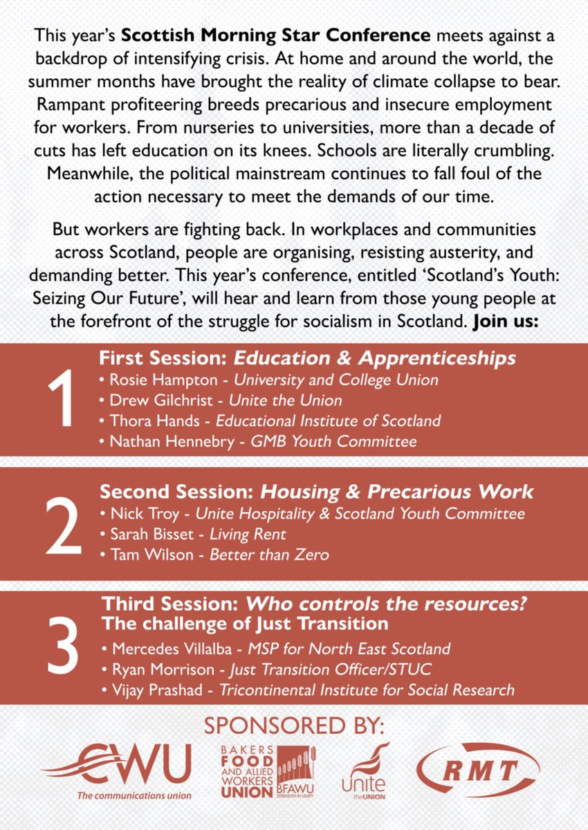An unmissable lineup for this Autumn’s <a href="/M_Star_Online/">Morning Star</a> Scotland Conference. 

Join us on Sunday 1st October:  eventbrite.com/e/morning-star…