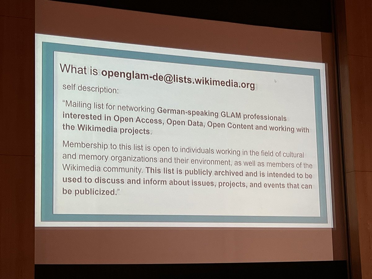 📣 Get on the #OpenGLAM and #Wikimedia mailing list (German)! #swib23