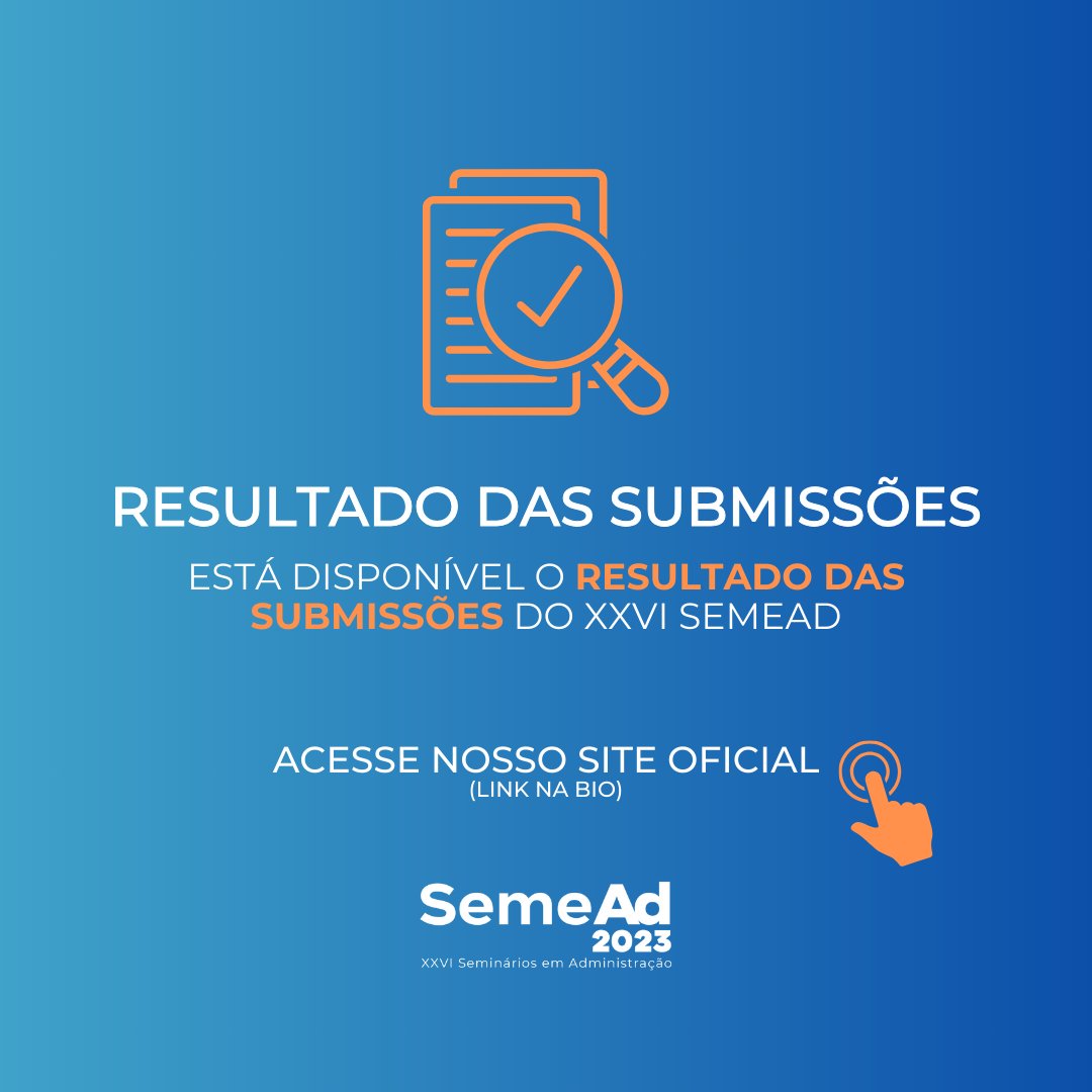 seme_ad's tweet photo. Está disponível o resultado das submissões! 📢

Acesse nosso site oficial: https://t.co/06mwJ6wUPu

Venha para o SemeAD 2023, o evento está marcado para 07, 08, 09 e 10 de novembro de 2023 e este ano será em formato híbrido! https://t.co/EvkuBs1vJ8