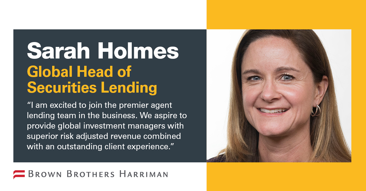 Sarah Holmes has been appointed Global Head of Securities Lending at BBH. Sarah will oversee product evolution, client engagement, and trading for Securities Lending, with a focus on advancing Securities Lending technology and data capabilities. bit.ly/3EB0o1J