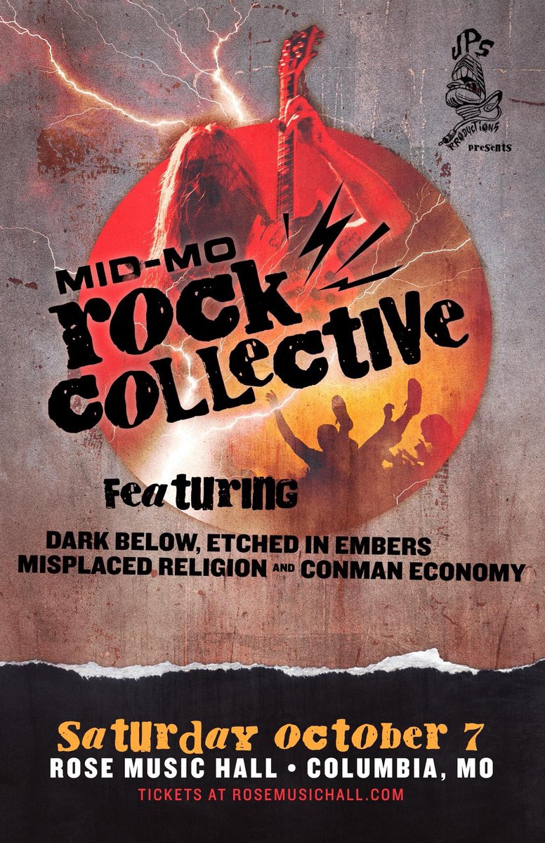 Leggo! Let's party in CoMO with <a href="/misplacereligon/">Misplaced Religion</a> <a href="/EmbersEtched/">Etched In Embers</a> &amp; <a href="/DarkBelowMusic/">Dark Below</a> at our home bar <a href="/RoseMusicHall/">Rose Music Hall</a>, courtesy of <a href="/jpsproductions1/">JPS Productions</a>, so come on down!!! 🎉🎉🎉