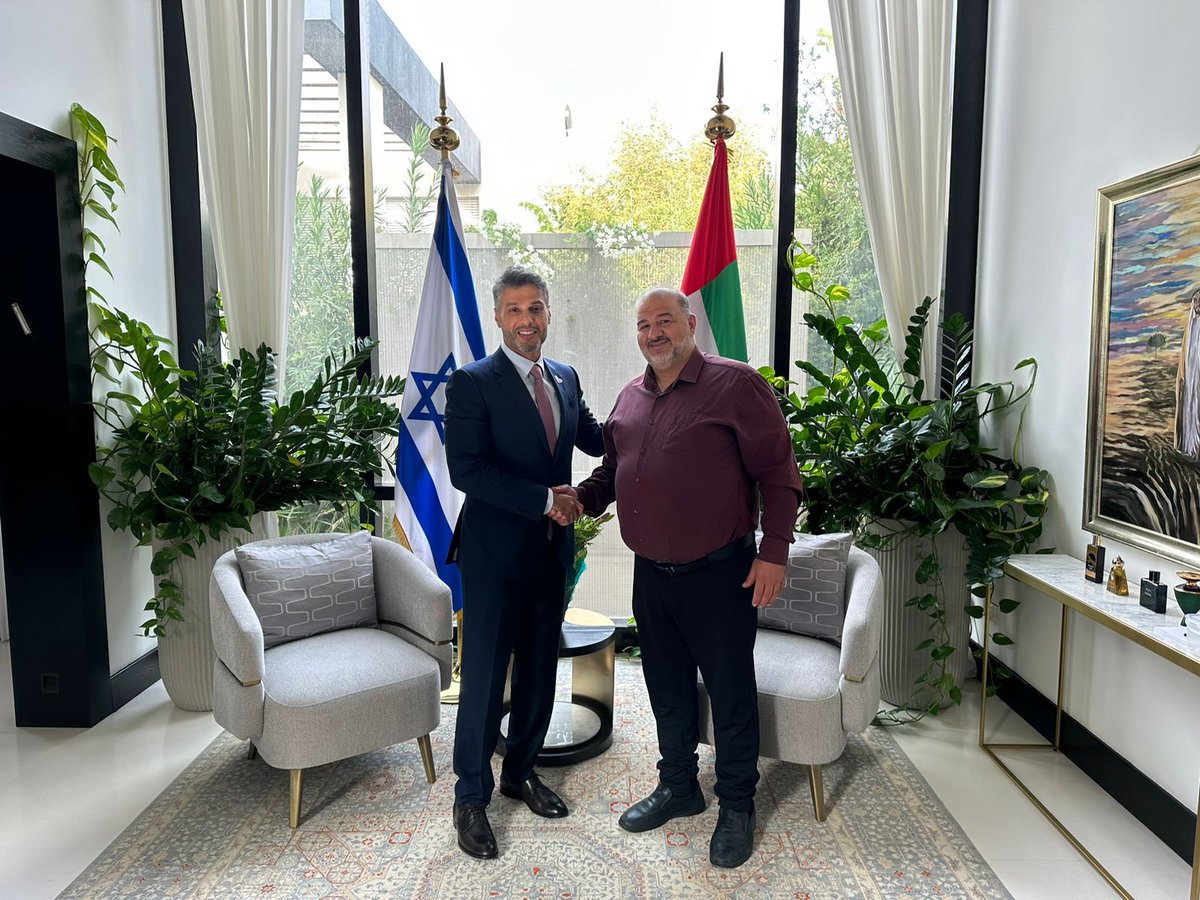 Mohamed Al Khaja (@ambalkhaja) on Twitter photo A pleasure hosting my good friend <a href="/mnsorabbas/">Mansour Abbas ืื ืกืืจ ืขืืืก</a> today. Thank you for highlighting potential projects and important areas for cooperation in the fields of culture, education, business and sports in Israeli-Arab towns and cities across the country. #UAEinIsrael A pleasure hosting my good friend <a href="/mnsorabbas/">Mansour Abbas ืื ืกืืจ ืขืืืก</a> today. Thank you for highlighting potential projects and important areas for cooperation in the fields of culture, education, business and sports in Israeli-Arab towns and cities across the country. #UAEinIsrael