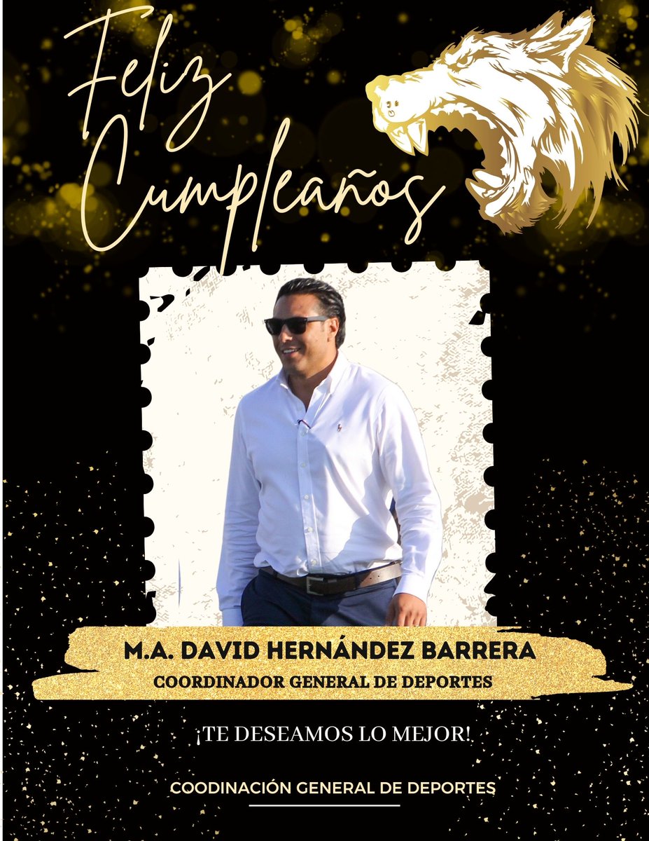 lobosuadec's tweet photo. Felicitamos por motivo de su cumpleaños a nuestro Coordinador General de Deportes, M.A. David Hernández Barrera.
@Davidhdzniurk
¡Los mejores deseos, siempre! https://t.co/J9nxbDOfjs