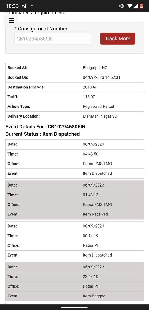 ShashankAnandS1's tweet photo. @IndiaPostOffice Why these parcels have not  been delivered yet and why there is no tracking available for it after 6th of September?
Please deliver the parcel as soon as possible. https://t.co/gh7GGbix1M