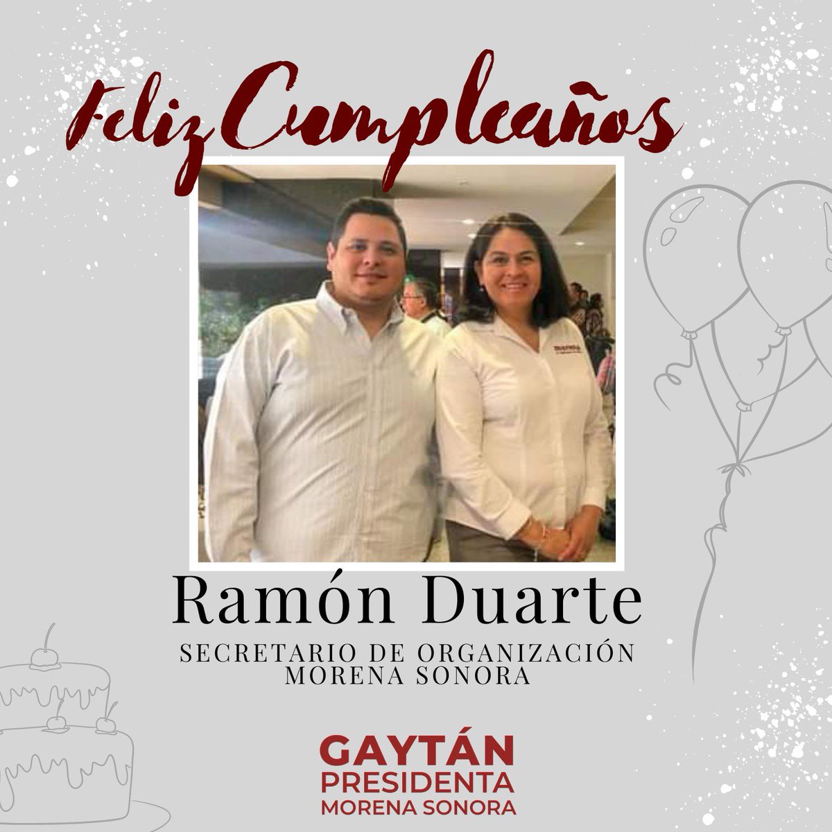 RayitoGaytan_'s tweet photo. El día de hoy felicitó a nuestro compañero Ramón Duarte por su cumpleaños y deseo que sigamos unidos en esta convicción que es lograr la Transformación en nuestro país. 
¡Muchas felicidades Ramón! https://t.co/y1yoRXtr80