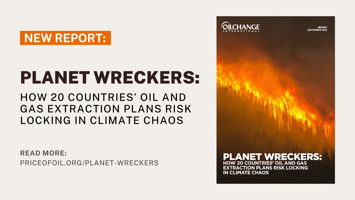 1/ 👉Today we released a new report exposing the top 20 countries with the biggest plans to extract new oil and gas that would lock in climate chaos: priceofoil.org/planet-wreckers

Who is the #1 culprit? The U.S. 🇺🇸

🧵to unpack the findings …
