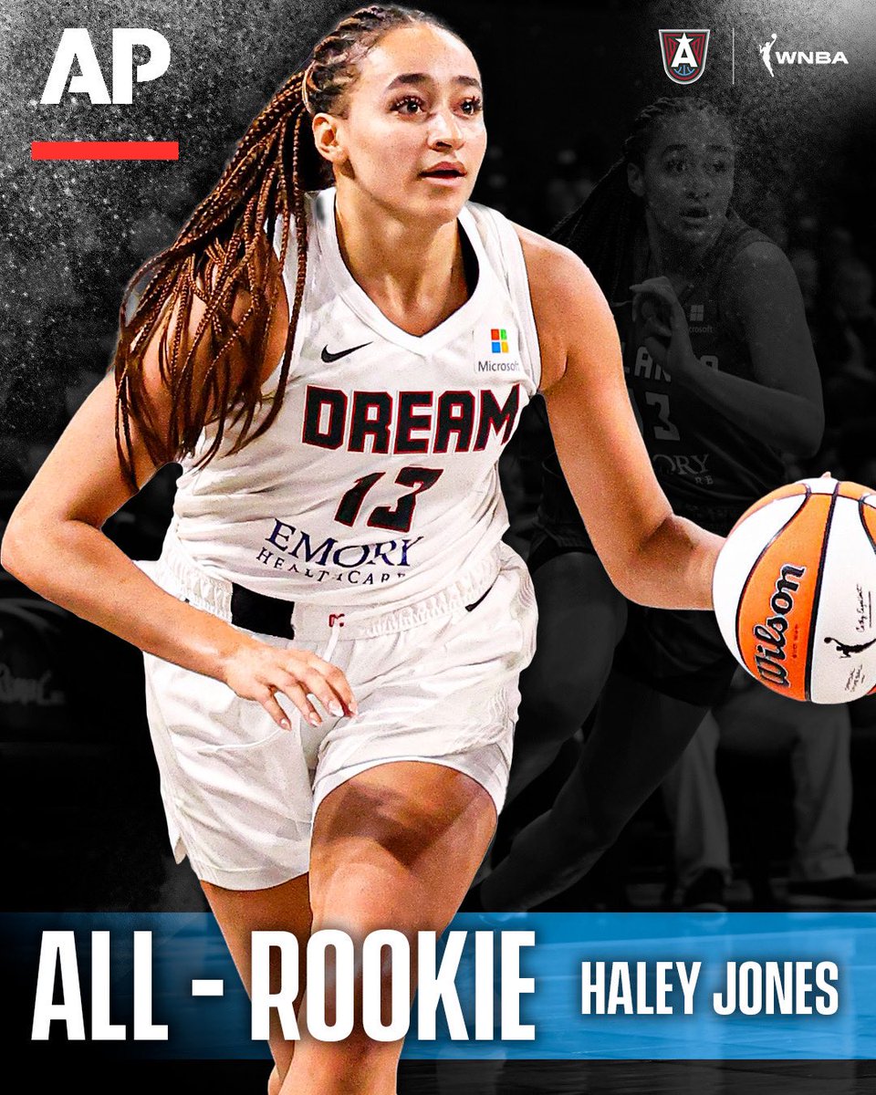 AtlantaDream's tweet photo. CONGRATS ROOK 🔥

@haleyjoness13 has been awarded AP All-Rookie Team honors! 

Learn More: https://t.co/rT9JOxI5qD 

#DoItForTheDream https://t.co/Wykdz7VlMG