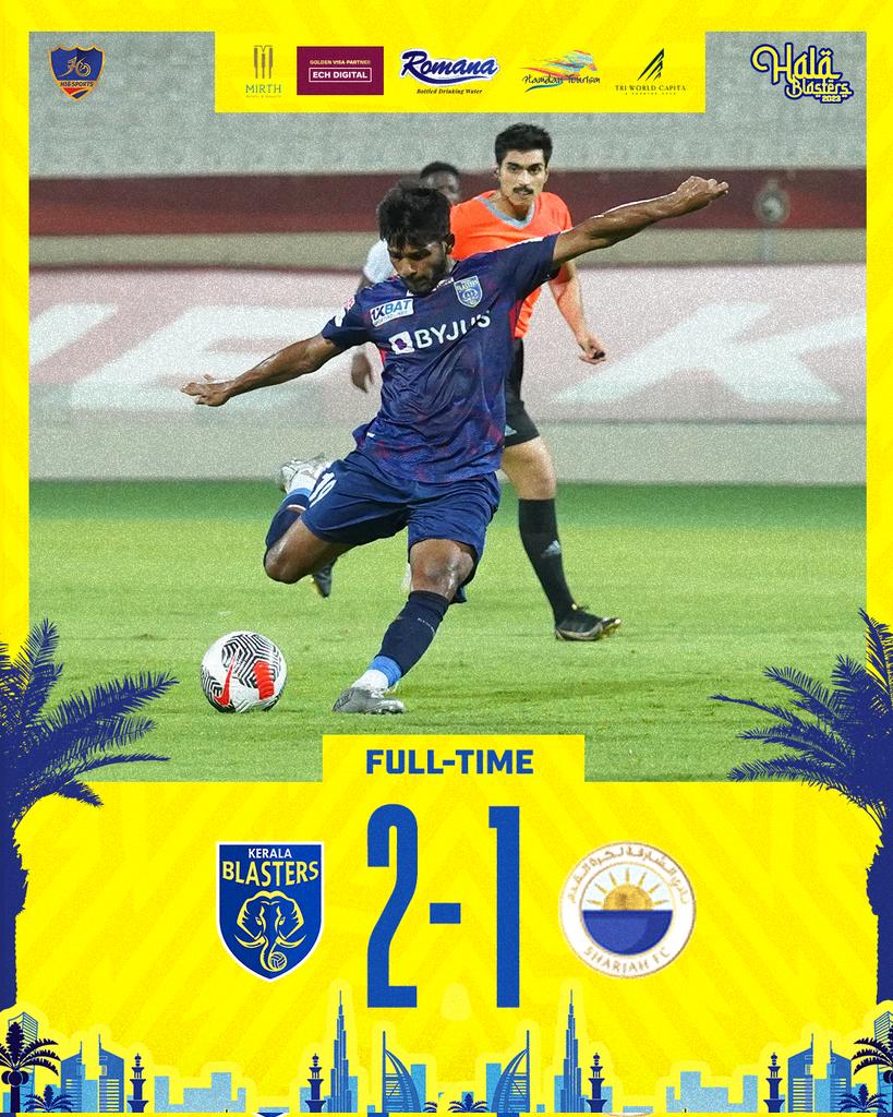 KeralaBlasters's tweet photo. Valuable minutes gained in our 2-1 friendly win against Sharjah FC 😃 

Well done lads! 👏

#KBFC #KeralaBlasters https://t.co/iZJp3KmIII
