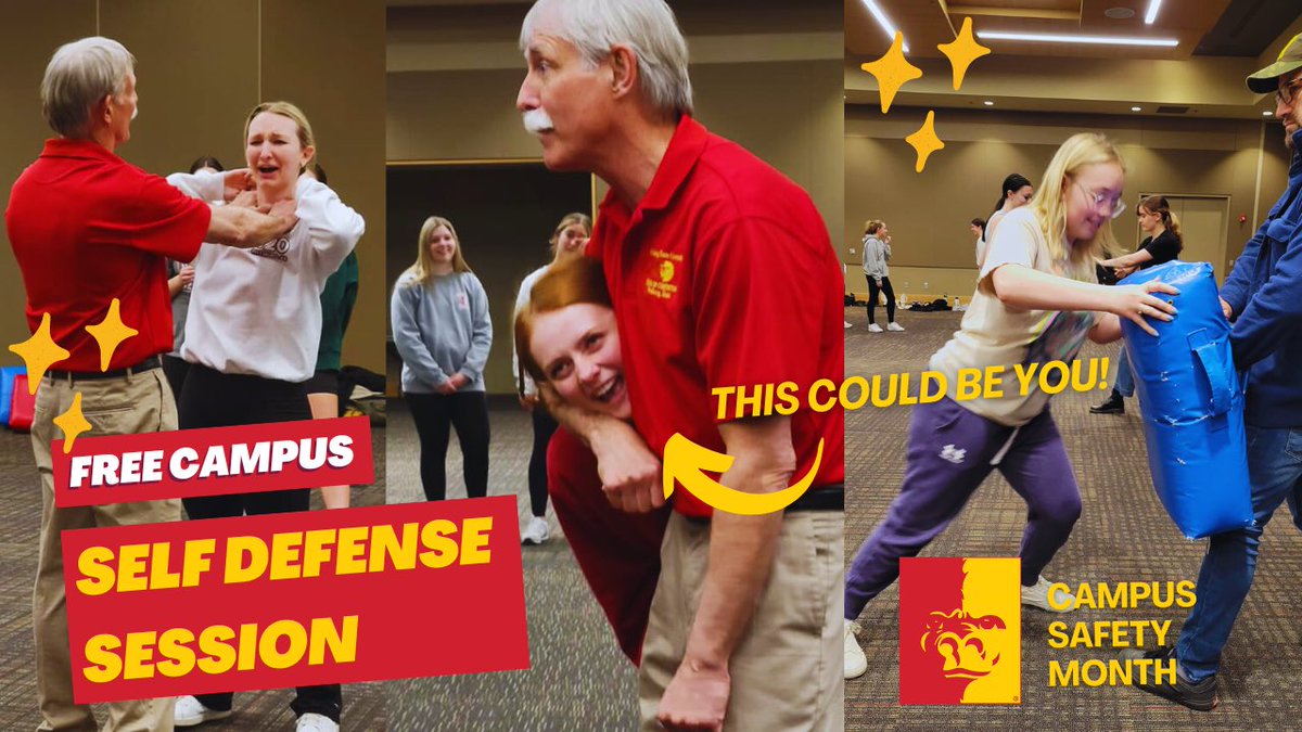 Come to the Plaster Center tonight between 4:30 &amp; 530 for a free self-defense techniques from faculty member Jim Otter &amp; owner of a local martial arts school in downtown Pittsburg.  
Stay and watch Gorilla Volleyball take in Newman at 6 pm.