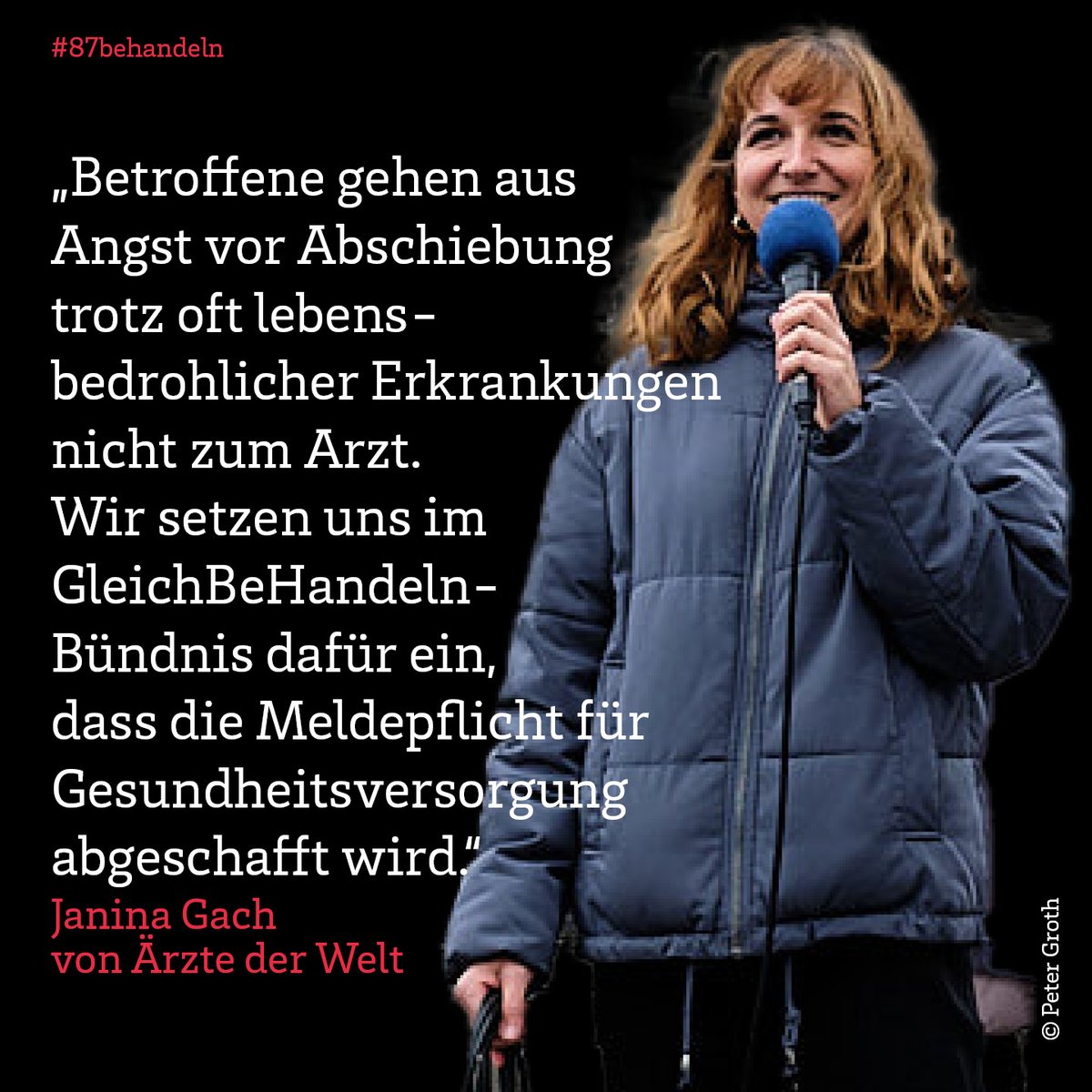 <a href="/freiheitsrechte/">Freiheitsrechte.org - GFF</a> <a href="/gleichbehandeln/">gleichbehandeln (#87behandeln)</a> <a href="/diakonie/">Diakonie Deutschland</a> <a href="/ProAsyl/">PRO ASYL</a> <a href="/amnesty_de/">Amnesty Deutschland</a> @Aidshilfe_de @_Seebruecke_ <a href="/HI_Deutschland/">Handicap International DE</a> <a href="/AWOBund/">AWO Bundesverband</a> <a href="/campact/">Campact e.V.</a> <a href="/gff/">karen simpson</a> Nach fast zwei Jahren #Ampelregierung muss endlich der #Koalitionsvertrag erfüllt werden. Die Meldepflicht muss raus aus dem Aufenthaltsgesetz. Wer Menschen von der Versorgung ausschließt, verletzt das Grundrecht auf Gesundheitsversorgung! #87behandeln gleichbehandeln.de 5/6