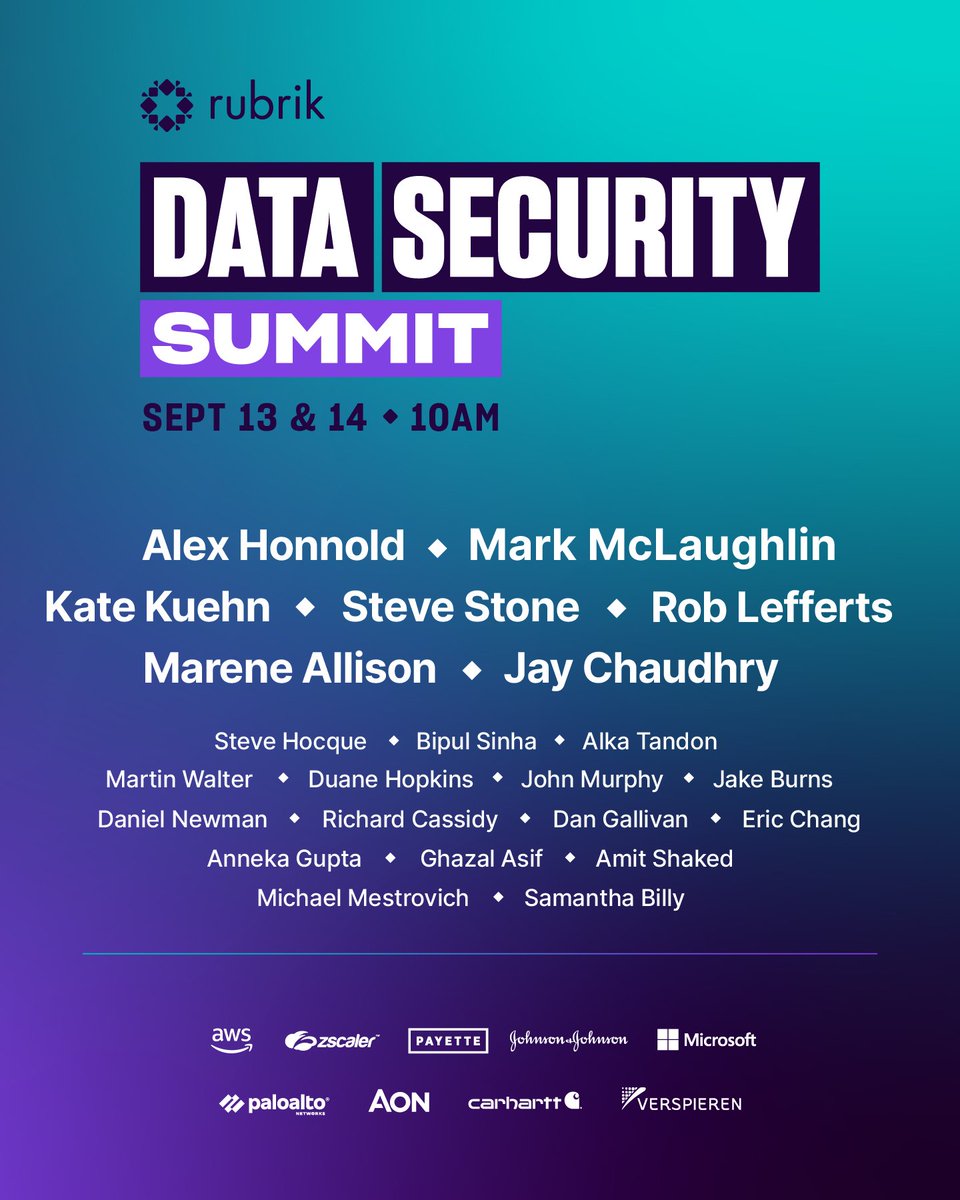 This isn’t a lineup you’ll want to miss. Register for <a href="/RubrikInc/">Rubrik</a> #DataSecuritySummit to get the latest on the cyber landscape and how your team can leverage #AI and automation to stay ahead of bad actors, and more 👉 rbrk.co/47vpZq5