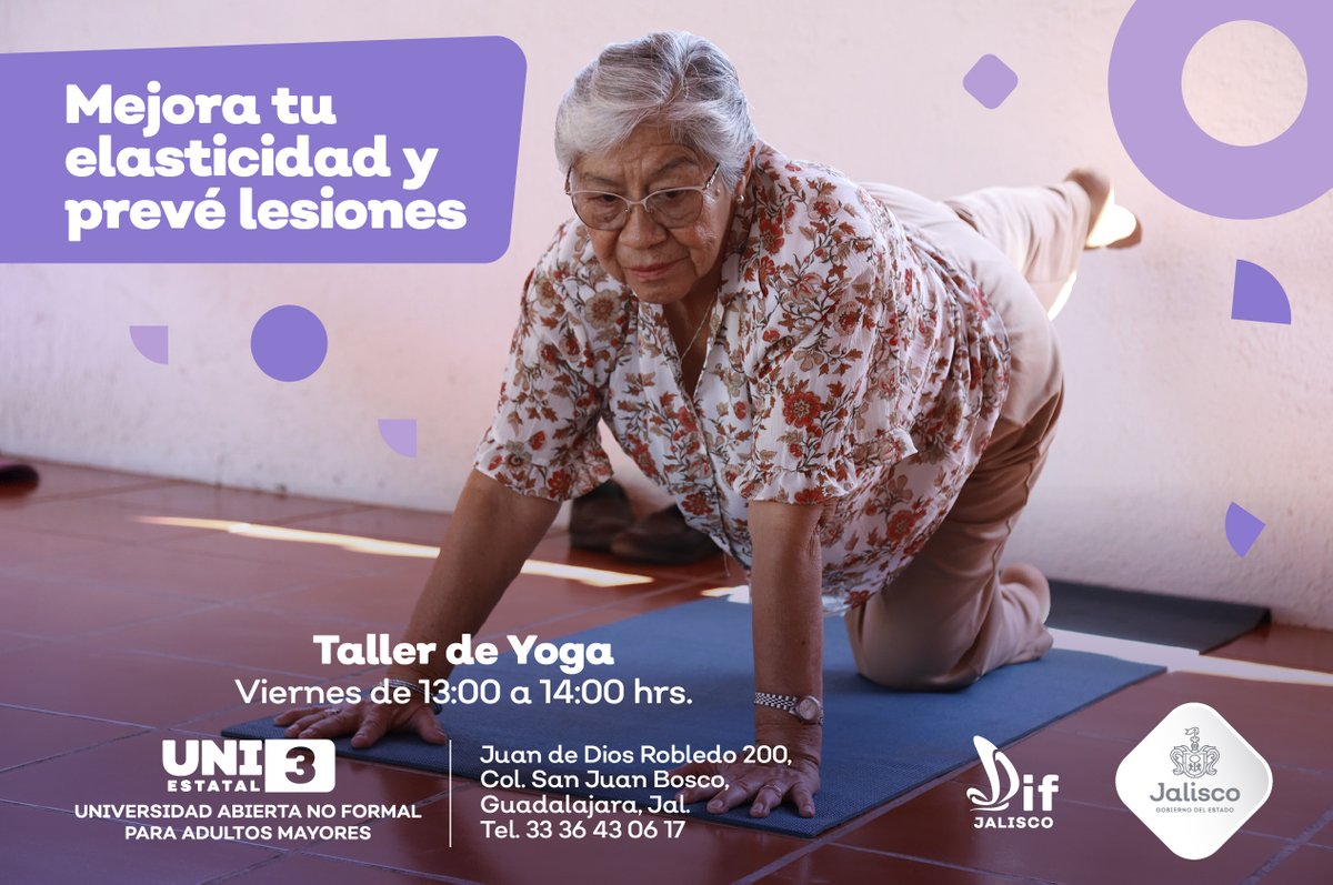 DIFJalisco's tweet photo. El yoga es una disciplina que armoniza el cuerpo y la mente, a través de posturas, una correcta respiración y la meditación. Practicarlo de manera regular permite que el cuerpo se mantenga fuerte, flexible y en equilibrio.
¡Te esperamos en los viernes de yoga en la #UNI3! https://t.co/400BFPnahq