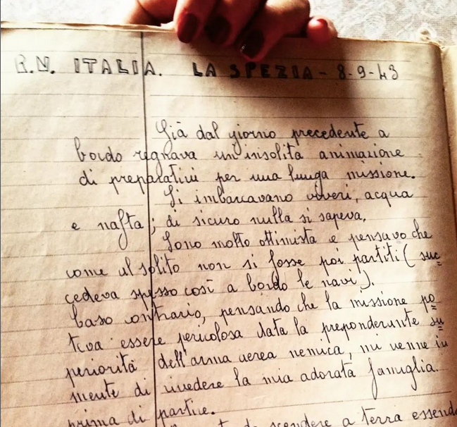 TAmarcord's tweet photo. #WW2, a #raredocument. The #manuscript of a #sailor embarked on the #battleship #Littorio on #Armistice Day (8 September 1943). The news was not yet known, the men were convinced they were leaving for a #war #mission, perhaps a suicide one.
Details: https://t.co/xcNJiOgtgC https://t.co/y9HlDDwZO3