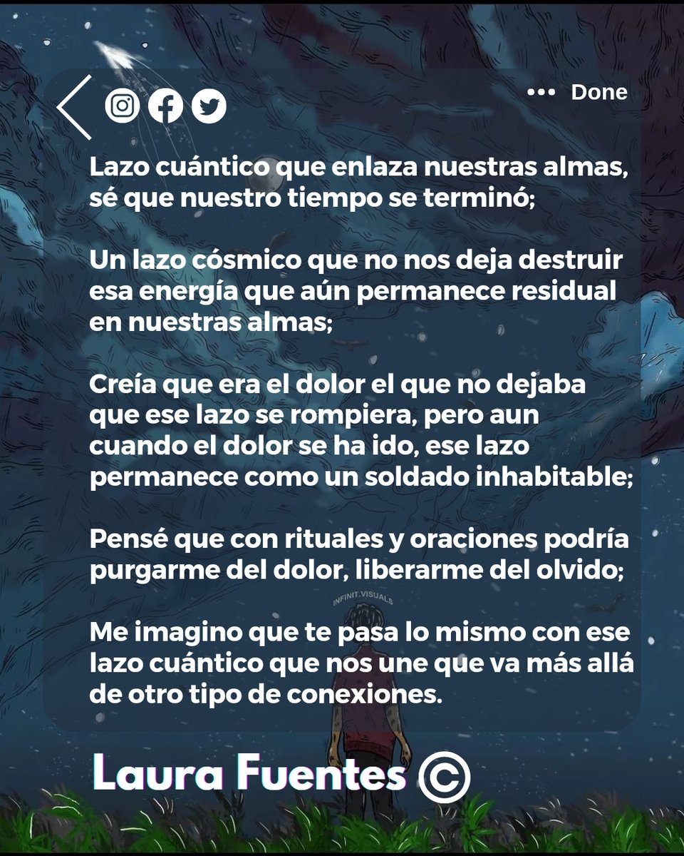 Laura Fuentes (@laura_fuenteslh) on Twitter photo Laura Fuentes©️
laurafuentesescritora.wordpress.com
🟥🟨🟩🟦🟪
Mis libros:
Circuitos Infinitos.
editorialjacinto.com/producto/circu…
Zion Vol. 1
edicionesletrasnegra.com/nuestros-sello…
Las Cinco Lunas.
editorialjacinto.com/producto/las-c…
🟥🟨🟩🟦🟪
#deamoryotrosvicios #deamor #dedesamor #frases #escritor #amor #poesia #poemas Laura Fuentes©️
laurafuentesescritora.wordpress.com
🟥🟨🟩🟦🟪
Mis libros:
Circuitos Infinitos.
editorialjacinto.com/producto/circu…
Zion Vol. 1
edicionesletrasnegra.com/nuestros-sello…
Las Cinco Lunas.
editorialjacinto.com/producto/las-c…
🟥🟨🟩🟦🟪
#deamoryotrosvicios #deamor #dedesamor #frases #escritor #amor #poesia #poemas