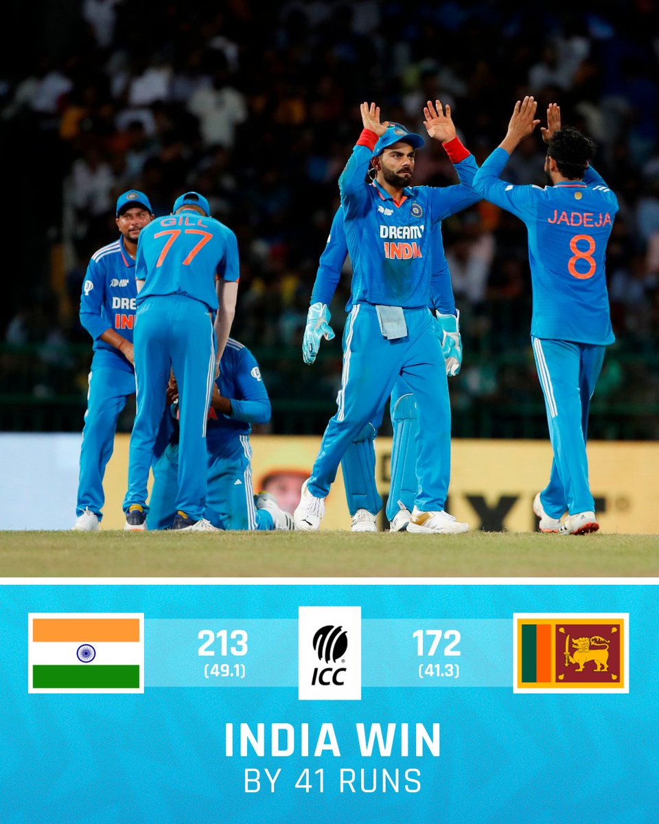 India overcome Dunith Wellalage's fighting all-round show to notch up second win in the Super 4 stage of #AsiaCup2023 👌

#INDvSL 📝: bit.ly/44Oxyp5