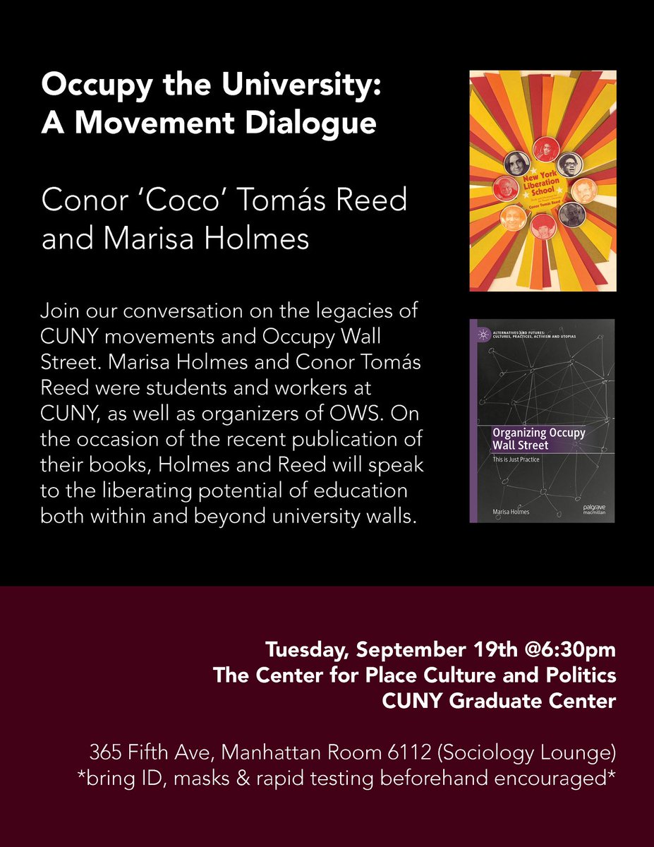 Join me in conversation with Conor 'Coco' Tomas Reed at CUNY grad center this Tuesday!