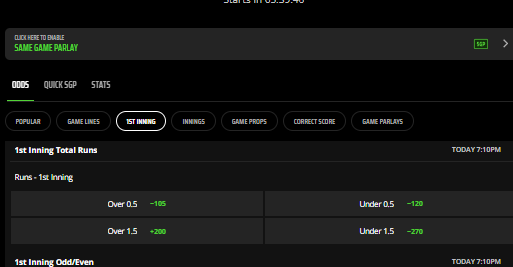 PositiveEVBet's tweet photo. For this DK boost, the #YRFI is the value play as I sit here. Pinny and Circa both have Yes favored about -115, yet DK has Yes at -105. +114 after the boost good EV. 

@OddsJam @DGFantasy #DraftKings #NRFI https://t.co/eCu7BAIQFq