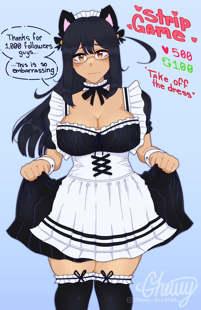 Chewy_Doodles's tweet photo. Bet y’all can’t do it 0p0 #stripgame #anime #maid https://t.co/hNZcXgPvcC