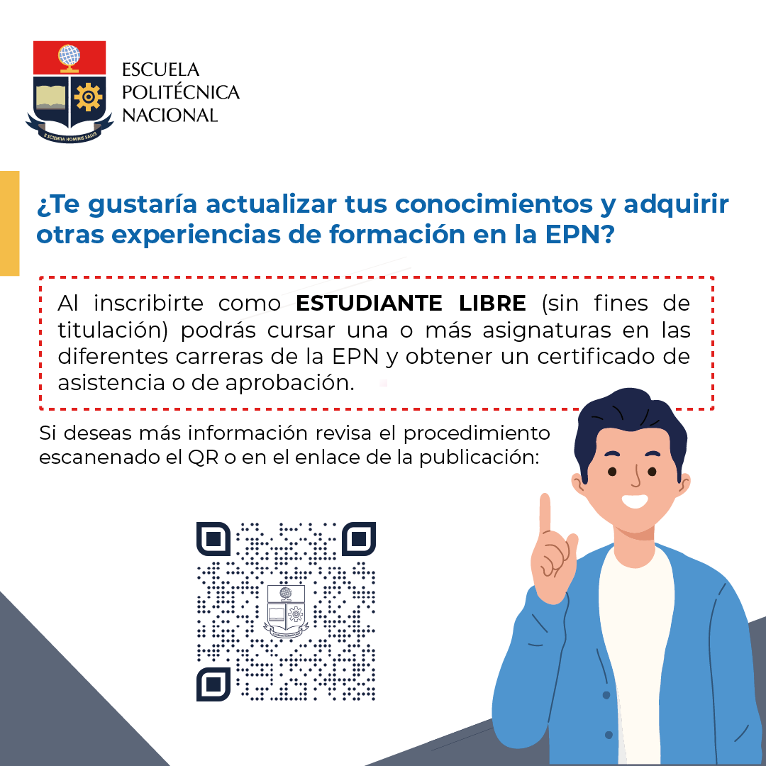vdocenciaEPN's tweet image. 👋 ¿Quieres ser estudiante de la #EPN sin tener fines de titulación? 😄

Ahora puedes hacerlo como estudiante libre y obtener un certificado de asistencia o aprobación por cursar una o más asignaturas. 
 
¡Revisa el procedimiento en el siguiente enlace!
👉 atenea.epn.edu.ec/handle/25000/8…