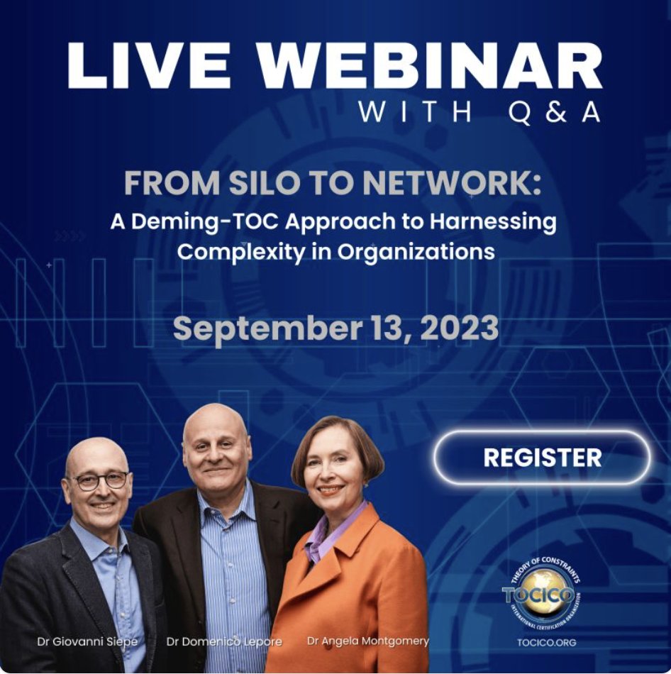 AMontgomeryPhD's tweet image. Not long now! The recording will be available for those who cannot make it live.
tocico.org/events/EventDe…
#businessandmanagement #organizationaldesign #theoryofconstraints #Deming