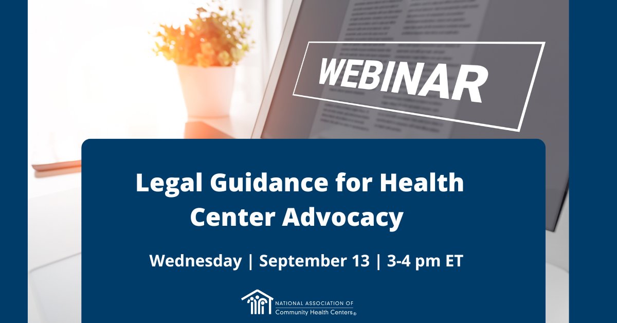 NACHC (@nachc) on Twitter photo There's still time to register for our free webinar: The Do's & Don'ts of Health Center Advocacy ➡️ Sept. 13 | 3-4 pm ET
Get guidance to feel confident and equipped to engage in advocacy for Community Health Centers.
RSVP: nachc.zoom.us/webinar/regist…
#ValueCHCs <a href="/HCAdvocacy/">NACHC Advocacy Network</a> There's still time to register for our free webinar: The Do's & Don'ts of Health Center Advocacy ➡️ Sept. 13 | 3-4 pm ET
Get guidance to feel confident and equipped to engage in advocacy for Community Health Centers.
RSVP: nachc.zoom.us/webinar/regist…
#ValueCHCs <a href="/HCAdvocacy/">NACHC Advocacy Network</a>