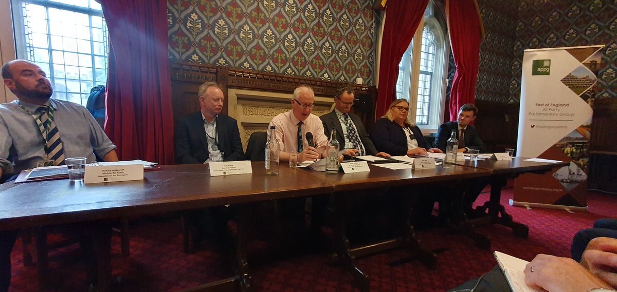 transporteast's tweet photo. We made the case for investment in the East's road network to the @transportgovuk Minster for Roads at the @EastEnglandAPPG. Safe, reliable and resilient roads are essential to day to day journeys, the regional economy and national freight movements through our ports. https://t.co/FXDCIC65tI