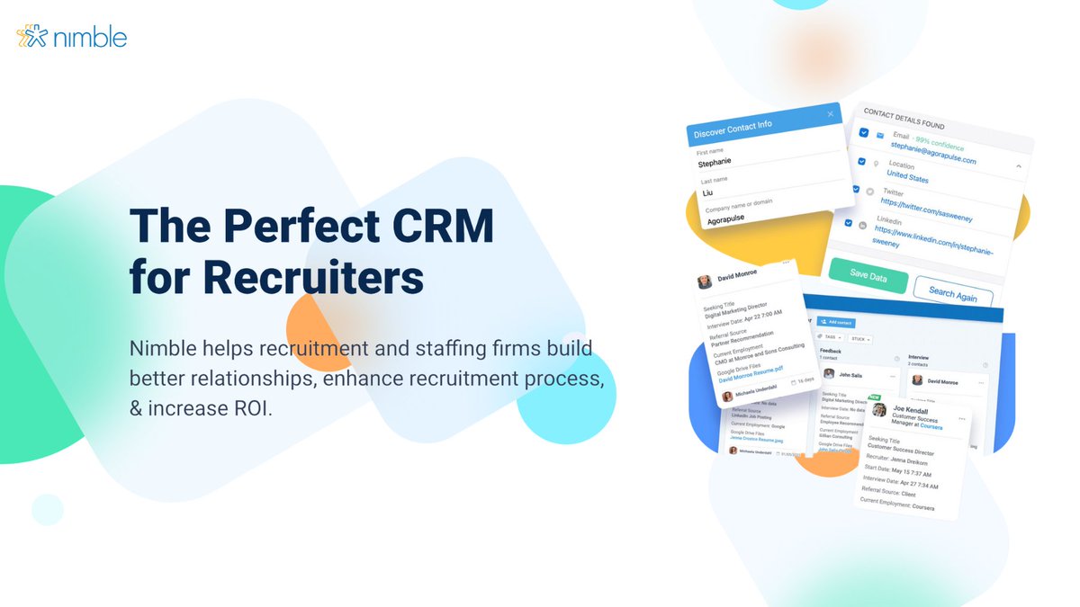 Nimble's tweet image. #Recruiters, say hello to your ultimate ally - Nimble! 🤝🔍 With our powerful features, managing candidate info, interviews, &amp;amp; interactions becomes a breeze! 📌 

Try it out: nimb.li/3O8ldG7 

#Recruitment #RecruitingCRM #HRTech